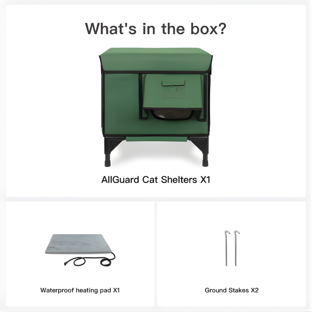 AllGuard Outdoor Heated Cat House – Forest Green