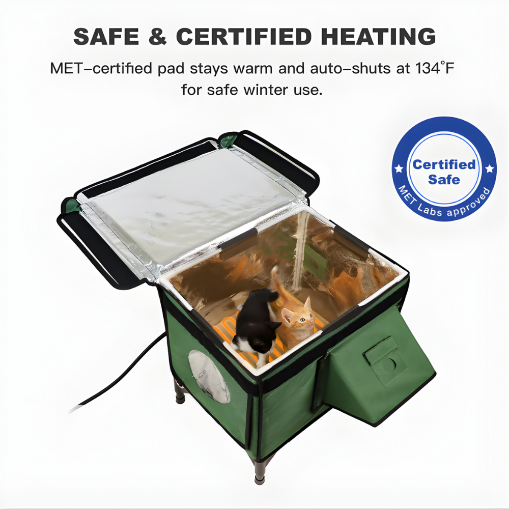 AllGuard Outdoor Heated Cat House – Forest Green