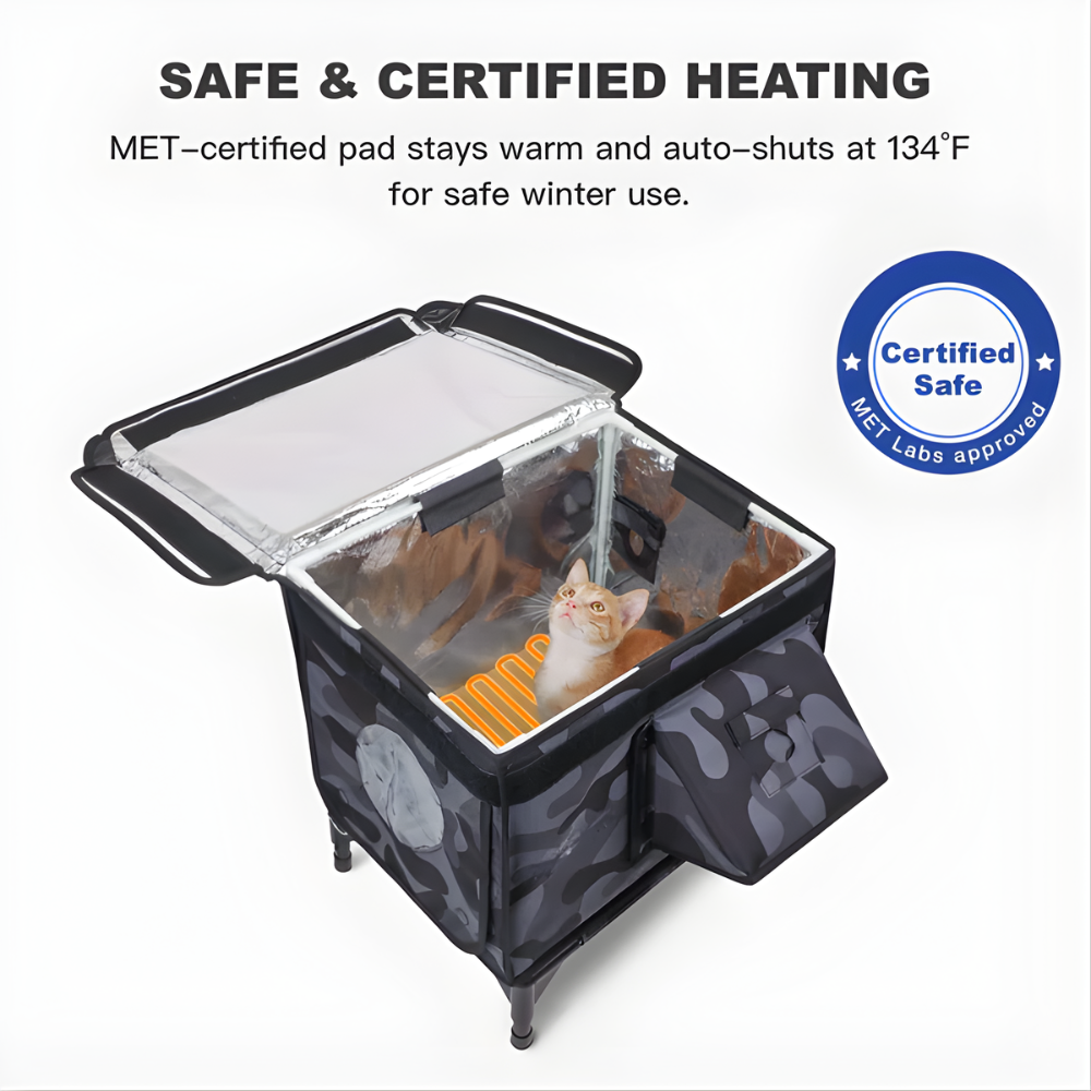 AllGuard Outdoor Heated Cat House – Night Camo