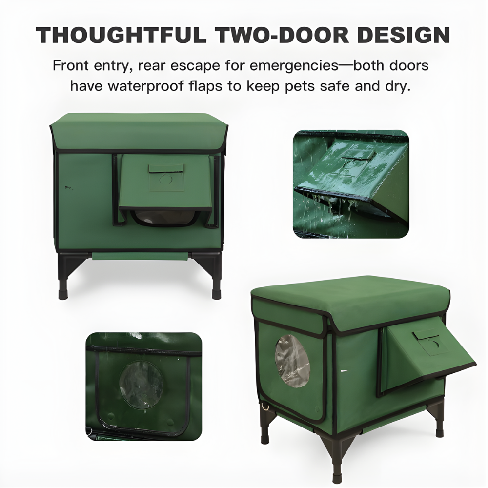 AllGuard Outdoor Heated Cat House – Forest Green