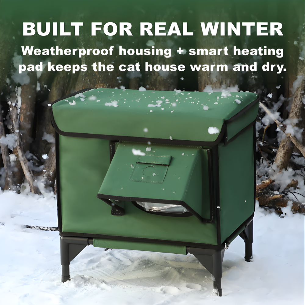 AllGuard Outdoor Heated Cat House – Forest Green