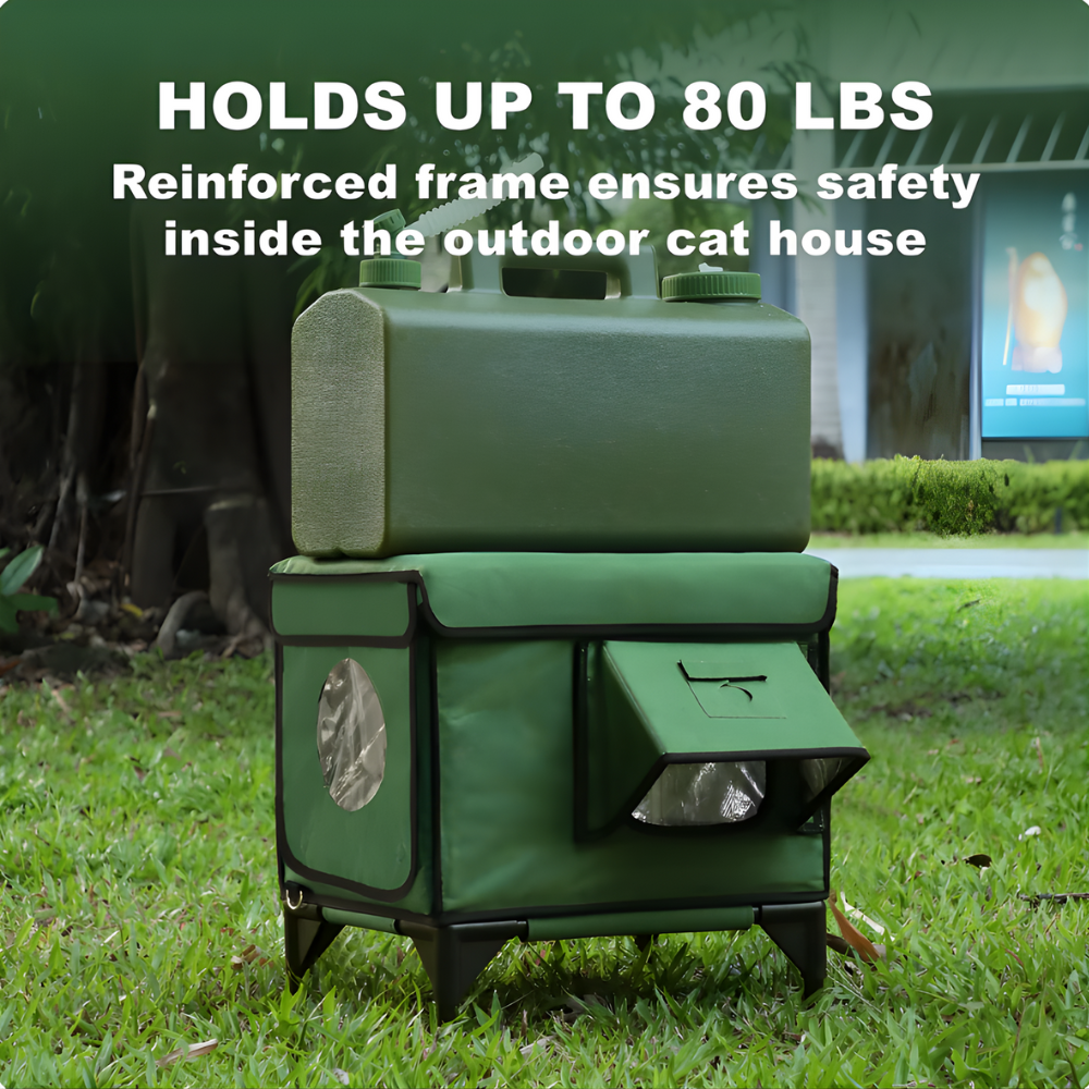 AllGuard Outdoor Heated Cat House – Forest Green