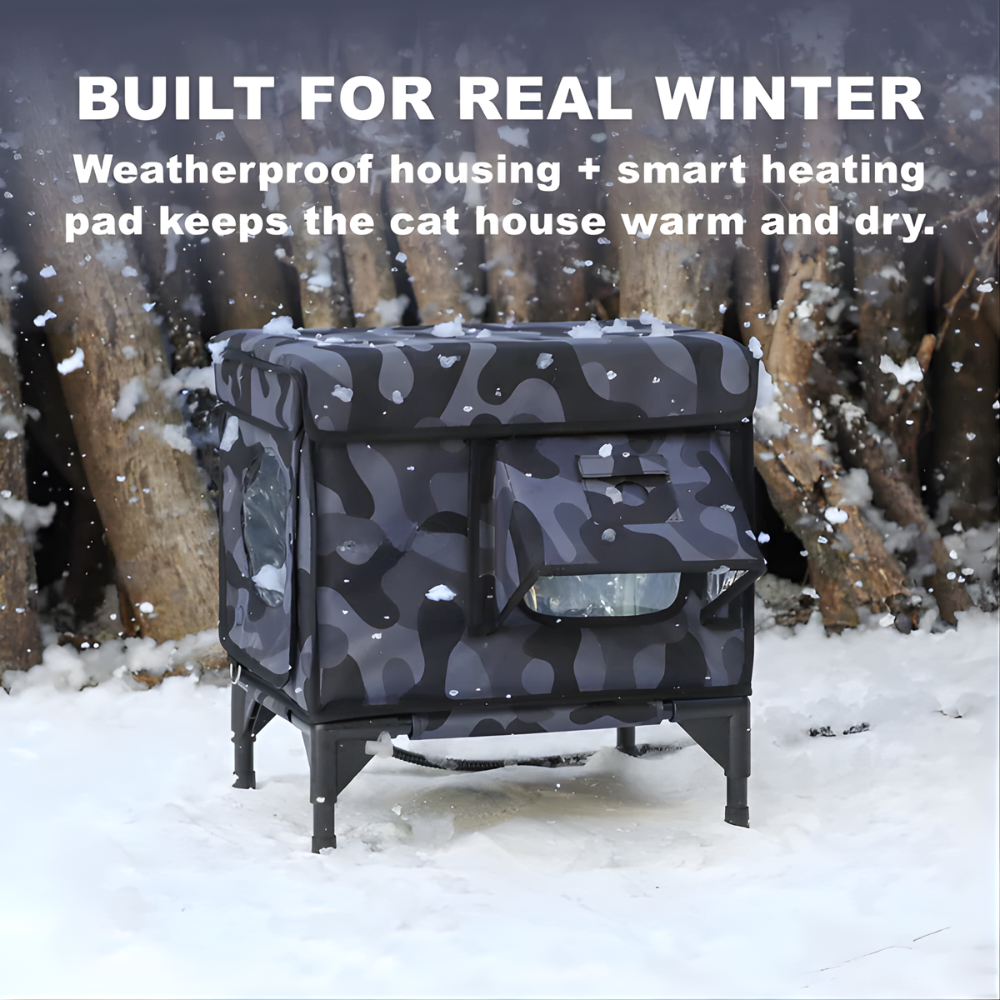 AllGuard Outdoor Heated Cat House – Night Camo